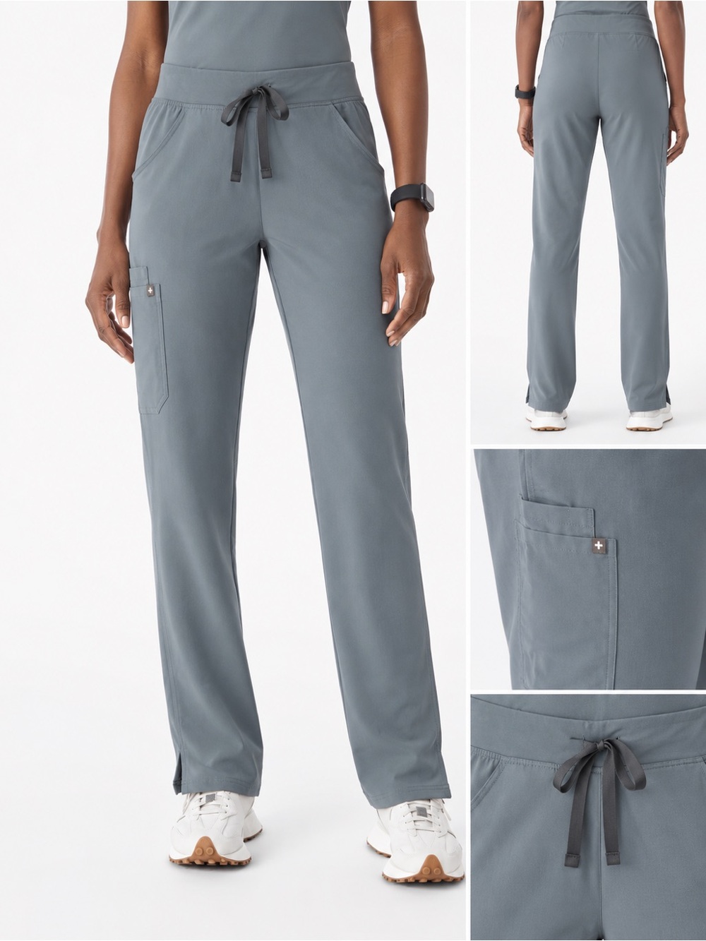 FIGS Technical Collection Women’s Scrub Pants Gray Blue Cargo Drawstring Size M